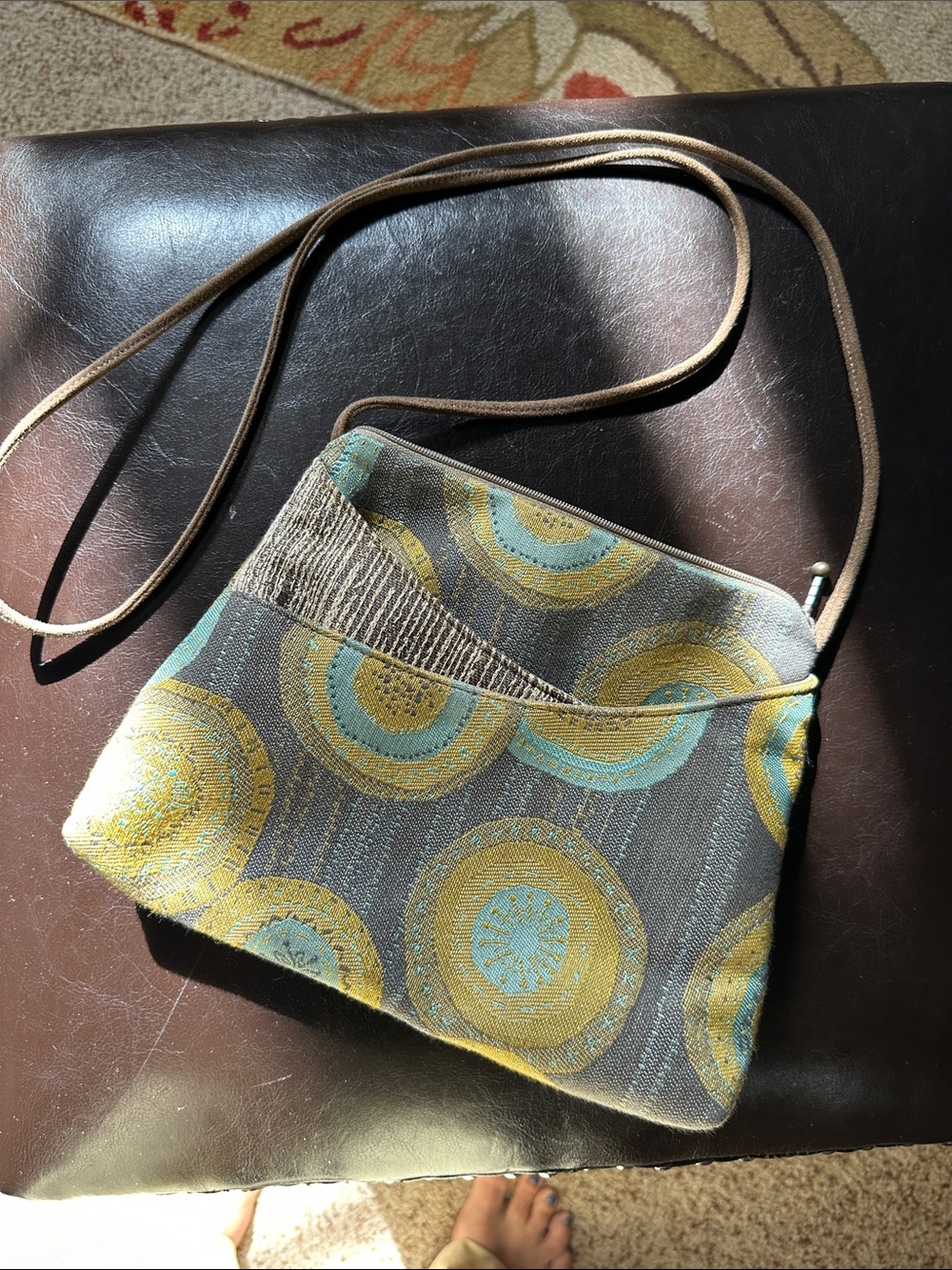 Handmade Women's Crossbody Bag in Teal and Mustard